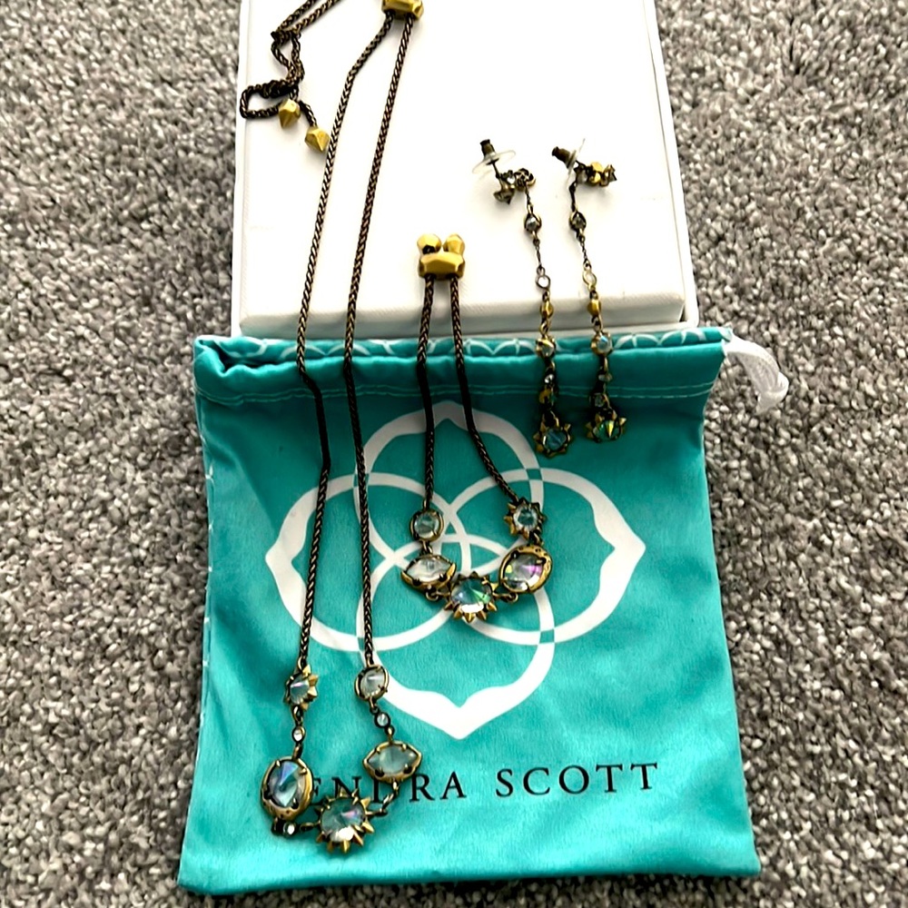 Kendra Scott Celestial Brass Set includes adjustable choker, bracelet & earrings
